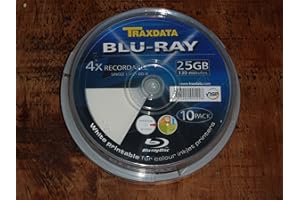 THE INK CARTRIDGE KING 10 TRAXDATA BLU-RAY BLANK DVD DISC BD-R PRINTABLE 25GB