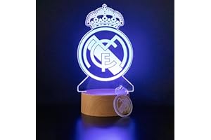 RECONTRAMAGO Regalos Real Madrid Barcelona Atletico - Cualquier Equipo - Futbol Lampara Personalizada - Regalo Comunion Cumpleaños Niño Niños adolescente Mesa de Noche - Luz infantil futbolistas fc (REALMADR1D)