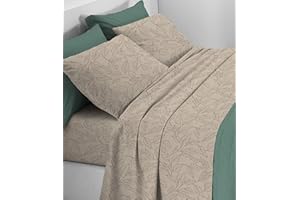 RIAD ARREDO Mahome Set Copripiumino in Pregiata Flanella 100% Cotone Morbido con Trattamento Antipalline - Parure Sacco Piumino con Federe Made in Italy (Seline Beige, Piazza e Mezzo 200x240 + 1 federa 52x82)