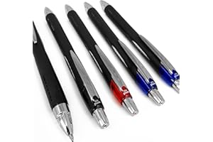 uni-ball Jetstream SXN-210-1.0mm Lot de 5 stylos roller rétractables [2 noirs, 2 bleus, 1 rouge]