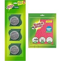 Scotch-Brite Sponge Wipe ( 5s Pack ) & Steel Scrub ( 3s Pack )