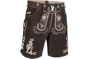 PAULGOS Herren Trachten Lederhose + Träger, Echtes Leder, Kurz in 2 Farben Gr. 44-60 HK5
