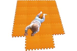 MQIAOHAM Esterilla Puzzle de Fitness-18 losas de EVA Espuma Alfombrilla Protectora Protección para el Suelo para máquinas de Deporte y gimnasios sobre el Piso Fácil de Limpiar Naranja 102