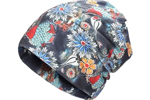 ZLYC Women Summer Thin Beanie Hat Floral Lightweight Slouchy Hat