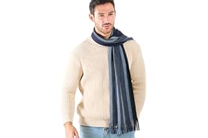 LOVARZI Men's Scarf - Made in EUROPE - Stylish Striped Winter Scarf for Men