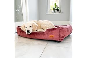 Halkalife Divano per Cani Impermeabile e Resistente all'abrasione. Divano Lussuoso e Glamour per Un Cane o Un Gatto. Letto Morbido per Cani. (M (80x50x18 cm), Sporco Rosa)