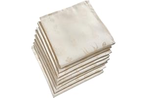 Celebright Christmas Pack of 8 Napkins - Square 17 x 17 Inches (43 x 43 cm) - Ideal Xmas Dinner Table Decorative Settings - Metallic Christmas Theme Embossed Design - Cream & Metallic Gold