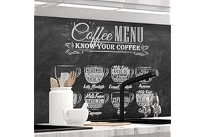 Stickerprofis Küchenrückwand Matt selbstklebend - BISTRO MENU - 1,8mm, Hartkunststoff, alle Untergründe, Spritzschutz, PREMIUM 60 x 80cm