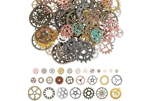 AOZUO Engranajes de metal antiguo, engranajes steampunk de colores surtidos, ruedas colgantes antiguas de metal, relojes steampunk, relojes de calavera para Halloween, manualidades, accesorios de