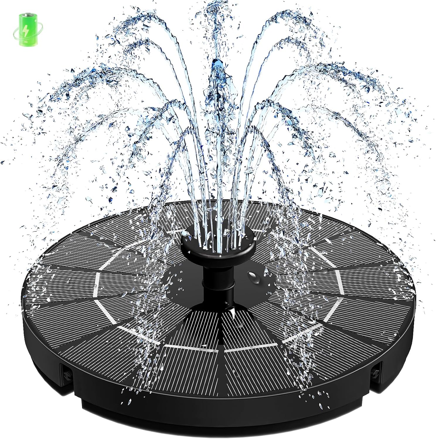 Fuente Solar, Yzert 3.5W Bomba Solar para Estanque Fuentes, 2000mAh Batería Funciona de Noche, 7 Boquillas & 4 Fijadores Solare Fuente para Baño de pájaros, Pecera, Decoración de Jardín