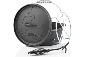 ‎BBQ-TORO BBQ-Toro Dutch Oven Alpha Serie | 3,1 Liter (DO45AX), Topf ohne Füße | bereits eingebrannt - preseasoned | Gusseisen Kochtopf | Bräter mit Deckelheber