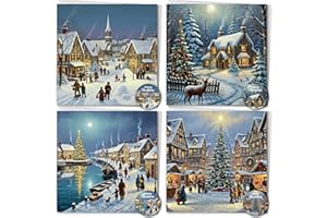Simply Gifted Charity Christmas Cards Pack of 24 – Christmas Cards Multipack 4 Cute House Design with Envelopes & Stickers-125x125mm Luxury Charity Xmas Cards Festive Seasons Xmas Cards for Loved Ones