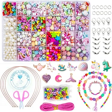 Kit de Fabrication de Bijoux avec Perles à 24 Compartiments pour Bracelets, Arts et Artisanat DIY, Cadeau pour Enfants de 6 à 10 Ans - 02#04 Kit de Fabrication de Bijoux avec Perles à 24 Compartiments pour Bracelets, Arts et Artisanat DIY, Cadeau pour Enfants de 6 à 10 Ans - 02#04