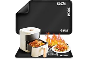 ZJTAPE Alfombrilla resistente al calor - Alfombrillas de silicona ignífugas 50 x 30 cm, Base ignífuga antideslizante e impermeable para encimeras de cocina, freidora de aire, microondas