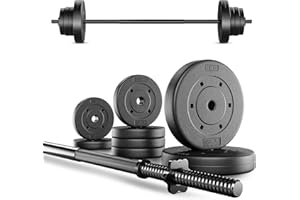 TREX SPORT Langhantel Set 22 kg | Hantelset mit Langhantelstange 120 cm und 8 Hantelscheiben