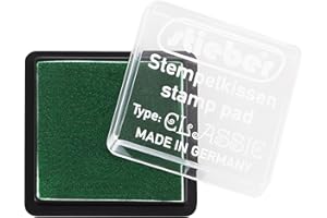 stieber® Mini-Stempelkissen mit Schnappdeckel, Gehäuse ca. 41x41 mm, Fasermaß ca. 34x34 mm *Bitte Farbe auswählen* (MAIGRÜN)