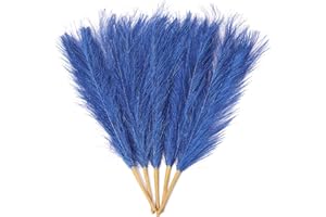 NENJINDZ Artificial Pampas Grass 18''/ 45cm Faux Pampas Grass Boho Home Decor,Fluffy Pampas Grass Dried Floral Flower Filler Artificial Fake Flowers Bouquets for Wedding Bedroom Living Room Decor (Deep Blue)…