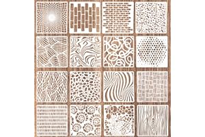 cobee 16 plantillas reutilizables para manualidades, plantillas de textura para pintar, plantillas de dibujo en capas, plantillas de pintura artística, pintura sobre tarjetas, lienzo, muebles y papel