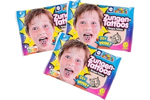 W. U. H. KÜCHLE GMBH & CO. KG Küchle Zungen-Tattoos – Kinder-Oblaten – Knabber-Esspapier – Süßigkeiten Kindergeburtstag – 3 x 25 Tattoos – 3 x 11g