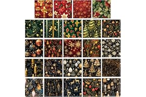 MTBRICEY 48 Fogli Carta per Scrapbooking Natalizia Carta per Origami Natalizi 24 Disegni Carta con Motivi 6 "X 6" Decoupage Decorativa per Natale Festival Forniture per Fai da te Fabbricazione Album Biglietti