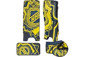 Franklin Sports Kids Street Hockey Goalie Pads Set - Youth Mini + Street Hockey Goalie Gear - Junior Blocker, Glove + Pads - Adjustable Kids Street Hockey Equipment - Youth Medium,Black/Optic Yellow