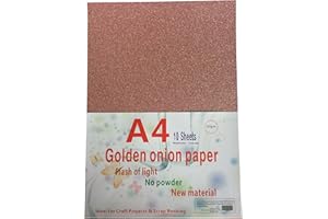 CAICXI 10pcs A4 Sheets Rose Gold Glitter Cardstock Card Making DIY Material Sparkling Craftwork Scrapbooking Gift Wrapping Box Tissue Paper Sheets for Wrapping