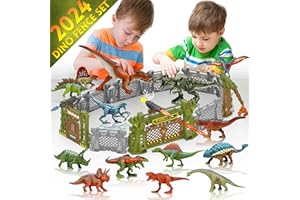 Oriate Dinosaurier Catch n Run Kampfspielset, inklusive Big Trex & Carnotaurus 12 Miniatur-Dino-Figuren, 2 Bäume, 2 Blaster und mehr, Spielzeuggeschenk für Dinosaurier-Fans 208-2
