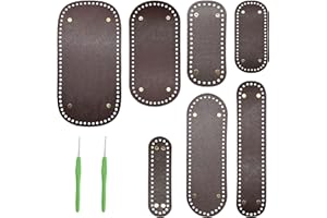 Yayatty 7 Pieces PU Leather Bag Bottom for Crochet, coffee brown Oval Knitting Crochet Bags Bottom with Crochet for DIY Handbag Shoulder Bags Purse Making Supplie