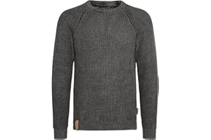 Indicode IDRockford Herren Pullover Strickpullover Grobstrick Pullover mit Rundhals-Ausschnitt Rippbündchen 100% Baumwolle Regular fit