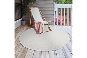 ‎THE CARPET the carpet Toulouse - In- und Outdoor Teppich für Wohnzimmer und Küche - Pflegeleicht, Wasserabweisend, Robust und Strapazierfähig, Creme, 120 cm Rund