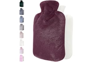 ‎QOMFOR Qomfor Wärmflasche mit Bezug – Weicher Premium Flauschig Bezug – 1,8l groß Wärmeflasche für Erwachsene für Kuschelige Nächte, Schmerzlinderung, Rücken, Bauch, Schulter und Nacken - Burgund