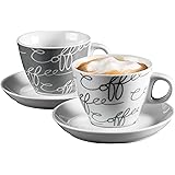 Ritzenhoff & Breker 005776 Cornello - Servizio di Tazze da Cappuccino per 2 Persone, Colore: Grigio