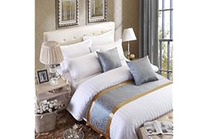 OSVINO European Style Bed Runner Scarf Luxury Modern Smooth Bedding Protector Slipcover Decoration for Bedroom Hotel Wedding Room, Golden 240X50cm for 180cm Bed