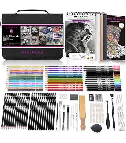 Kit De Dessin Pro 36 Pièces Oziral - Crayons Graphite 2H à 8B, Fusains, Accessoires & Carnet - Pour Artistes & Débutants