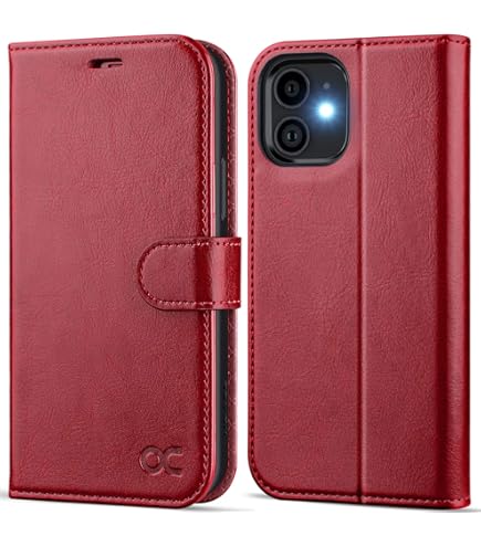 SHIELDON Hoes voor iPhone 12 Pro, telefoonhoes met eersteklas echt leer, magneetsluiting, standfunctie, RFID-vergrendeling, stootvaste beschermhoes, TPU leren hoes, compatibel met iPhone 12 6.1, retro