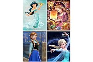 DCIDBEI Diamond Painting 4er Set 4 Pack DIY 5D Diamant Painting Kits Prinzessin Malen Nach Zahlen Diamant Bilder Diamant Malerei Kinder Stickerei Set Kreuzstich Bilder Mosaikherstellung 30x40cm