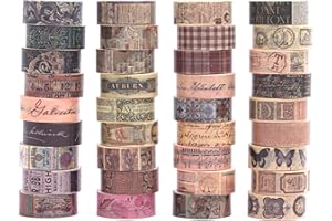 Songdao 36 rollos Vendimia Washi Tape Set, Cinta Adhesivo Decorativo Obra de Arte Inspirada Patrones antiguos Masking Tapes para Artes, Bullet Journal, Scrapbooking, Bricolaje (Classical)