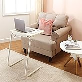 Amazon Basics Height Adjustable Laptop Table | Adjustable Table Angle | Alloy Steel | Foldable | White | 73 cm - H, 53 cm - L