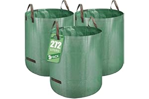 Sac Jardinage Déchets, Sac Déchets Verts, 3 x 272L Autoportant, Big Bag avec Poignées, Étanche, Pliable et Réutilisable, Sac Végétaux Jardin
