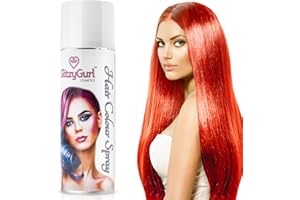GLITZYGURL Hair Colour Spray 125ml Temporary Hair Kids Adults Halloween Temporary Dye Made in UK (Fluo Red)