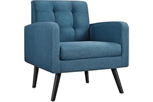 Yaheetech Fotel z uszami i podłokietnikami, wygodny i nowoczesny, fotel telewizyjny, relaksacyjny, do salonu, klubu, udźwig do 136 kg, niebieski