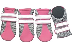 Vibrant Fellow, set da 4 scarpette proteggi zampe per cani, traspiranti e antiscivolo, con strisce di velcro riflettenti