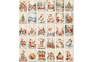 ‎ARTFAVES ARTFAVES® Postkarten Set - Weihnachten Aquarell - 30 verschiedene Postkarten mit Illustrationen von Tieren und Weihnachtsmotiven DIN A6