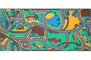 Carpet Studio Playtime Play Mat 95x200cm, Non Slip Kids Rug, Road Mat Car, Boys & Girls, Bedroom Rug Children, Washable