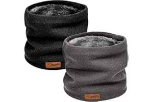 Gucass 2 Piezas Braga Cuello Hombre Invierno de Polar Forro, Calentador de Cuello Unisex de Punto Engrosado, Bufanda Tubular Cuello Térmica para Esqui Moto Ciclismo Snowboard