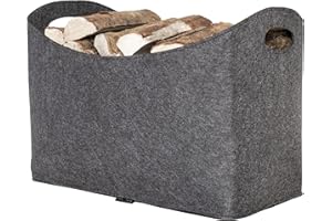 Rubberneck Filcowy kosz na drewno opałowe XL z uchwytami, na drewno, gazety, czasopisma, 54 x 39 x 30 cm, antracytowy