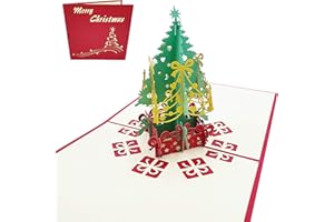 Typicshop Tarjeta de felicitación navideña 3D - Árbol de Navidad con regalos - Postal 3D de Navidad