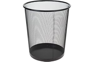 ‎VANORELL Papierkorb Metall 35 cm schwarz hoch Papiereimer fürs Büro Abfalleimer Runder Mülleimer 20 Liter, Draht, 30 cm Ø Oben