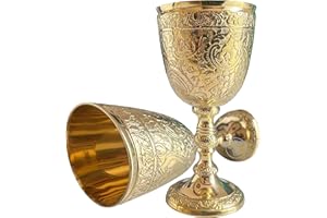 EXNOT Verre à calice vintage en laiton | 1 tasse à vin royal du roi Arthur – Cadeaux médiévaux de la Renaissance pour communion, Noël, lot de 1 pièce de calice royal, église catholique, baptême,