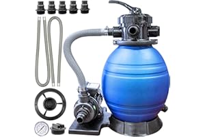 Swimline HYDROTOOLS 12 Inch Pool Sand Filter Pump For Above Ground Inground Intex Bestway Pools | Complete System 1/3 HP (0.3 THP) Horsepower 1980 GPH Pumps | For Pools Up To 8000 Gallons | 71225